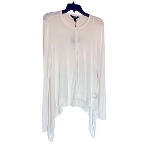 Simply Vera Vera Wang White Layered Flyaway Button Down Waterfall Hem Cardigan M